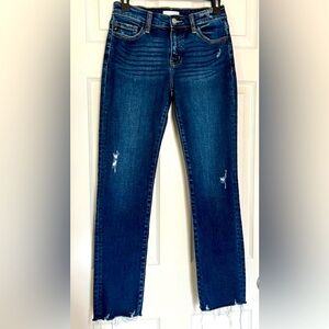 KANCAN Emely Mid Rise Slim Straight Denim Jeans Raw Hem 3/25